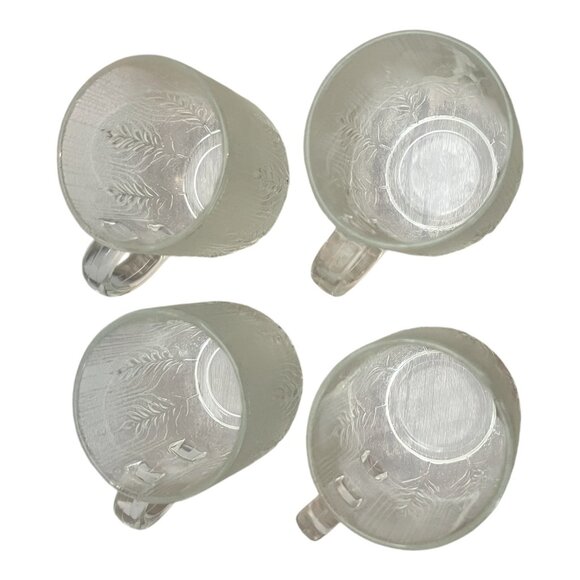 Vintage Arcoroc Country Wheat Frosted Glass Coffee Mugs Set Of 4, 3 in Tall - Picture 5 of 7